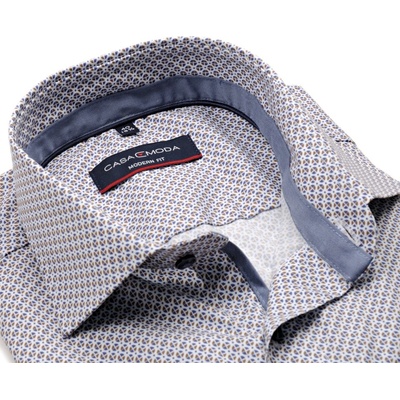 Casa Moda Modern Fit Premium košile s modro-béžovým kroužkovým orem vnitřním límcem a manžetou