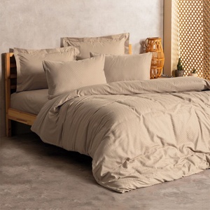 TopMebel Памучен комплект калъфи за завивка Plaid 3 части Единичен 160x220 цвят норка