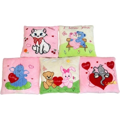 PLYŠ Polštářek Love 26x26cm zvířátka 6 druhů (plyšová hračka)