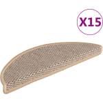 vidaXL Самозалепващи стелки за стълби сизал 15бр 56x17x3см светлобежов