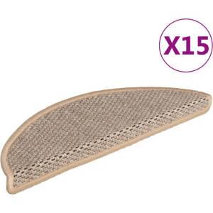 vidaXL Самозалепващи стелки за стълби сизал 15бр 56x17x3см светлобежов