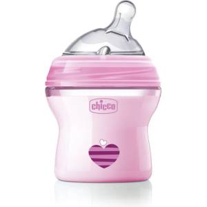 Chicco Бебешко шише Chicco Natural Feeling - Със силиконов биберон, 150 ml, за момиче, асортимент (N0240) - ozone