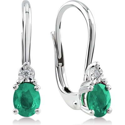 Lillian Vassago Patentové náušnice z bílého zlata se smaragdem a brilianty LLV59-DER029WEM