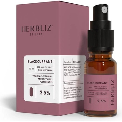 Herbliz Blackcurrant CBD Oil 2,5% ústní sprej s CBD 10 ml