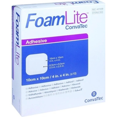 ConvaTec Foam Lite penové krytie na rany adhezívne silikónové 10 x 10 cm 10 ks