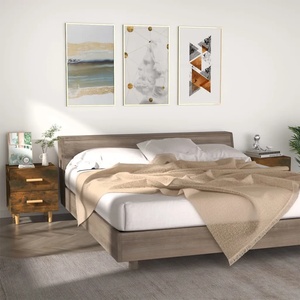 vidaXL Нощни шкафчета, 2 бр, опушен дъб, 40x35x47, 5 см (817286)