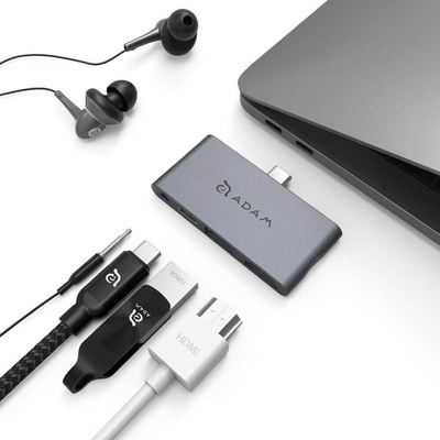 ADAM elements Мултифункционален хъб за свързване на допълнителна периферия за iPad Pro и мобилни устройства - Adam Elements CASA Hub i4 USB-C (тъмносив) (AAPADHUBI4GY)