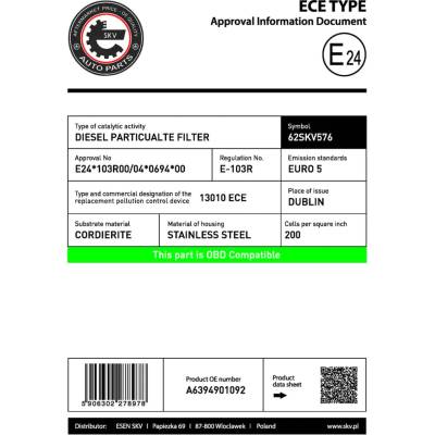 ESEN SKV Filtr pevných částic ESN 62SKV576