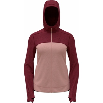 Odlo W Performance Wool X-Warm Hoody lososová vínová