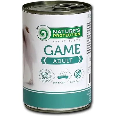 AKVATERA Nature's Protection DOG Adult Game, консерва с месо от дивеч, за пораснали кучета, Литва - 400 гр