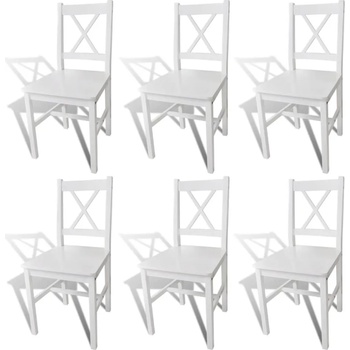 Image 1 of vidaXL Трапезни столове, 6 бр, бели, борова дървесина (271496)