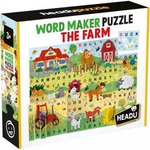 Headu Образователен пъзел, Headu, Word Maker, Фермата, 67 части (HMU55232)