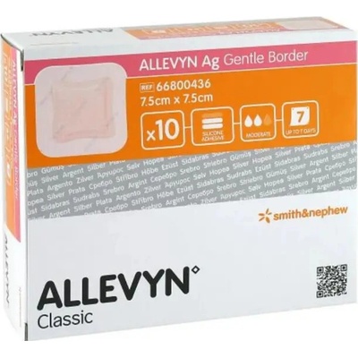 Allevyn Gentle Border Krytie na rany 7,5 x 7,5 cm adhezívne penové krytie so silikónovým gélom 10 ks
