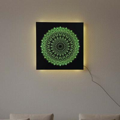 LED dřevěný obraz Mandala - podsvícená mandala | BAKE 4698 LED0251