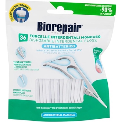 Biorepair Antibacterial Disposable Interdental Floss комплект от eднократни дръжки с конец за зъби унисекс 1 бр
