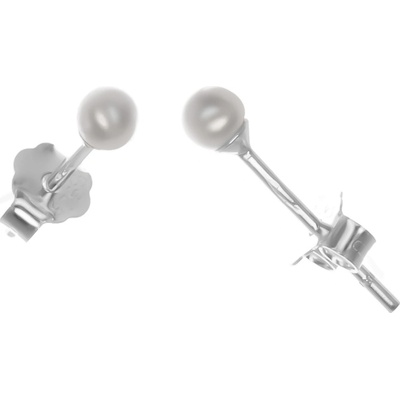 Argento Stříbrné náušnice - bílá syntetická perla ve tvaru kuličky, průměr 3 mm 65353