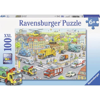 Ravensburger Пъзел Ravensburger от 100 XXL части - Превозни средства в града (10558)