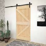 vidaXL Преплъзваща се врата 90 x 210 cm Масивна борова дървесина (3444864)