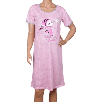 Image 1 of Нощница в розово за кърмачки със слонче и точки