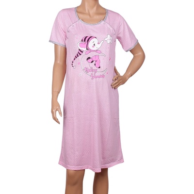 Нощница в розово за кърмачки със слонче и точки