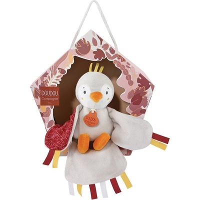 Doudou et Compagnie Paris Dárková sada hudební plyšová hračka ptáček červený 23 cm