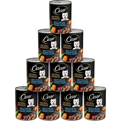 Cesar Adult bohaté na kuracie mäso so sladkými zemiakmi hráškom a brusnicami 12 x 400 g