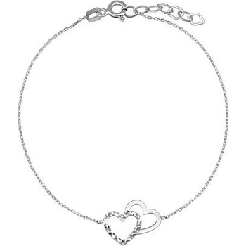 Silvego Strieborný náramok dvojité srdce Dominique ručne brúsený PRGARI0099BS