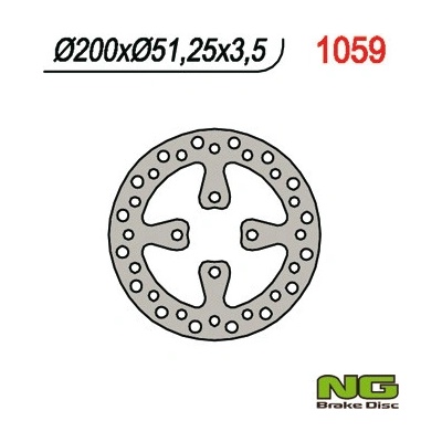 NG brzdový kotouč zadní YAMAHA YFZ 450 06-19, raptor YFM 700 06-14 (200X51X3,5) (4X10,5mm)