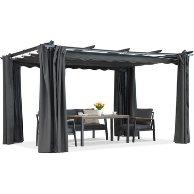 Garden Point Barbados 4x4 m terasová pergola se závěsy antracitová