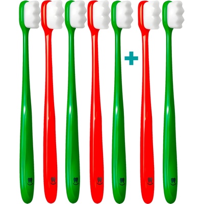 Nanosmile Ultrajemný zubní kartáček Red&Darkgreen 7 ks