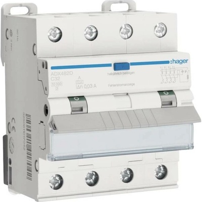 Hager 4-pólové 32 A 0.03 A 400 V ADX482D
