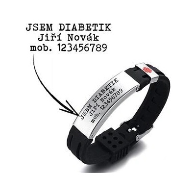 Šperky4U kaučukový zdravotní s rytinou zdravotních údajů OPA1746