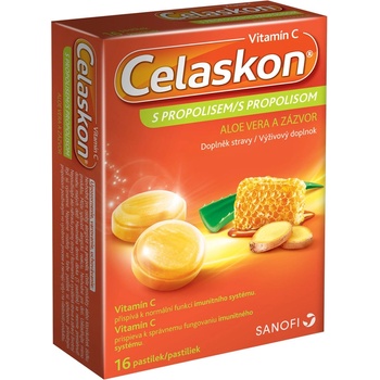 Celaskon Vitamin C s propolisom aloe vera a zázvor 16 pastiliek