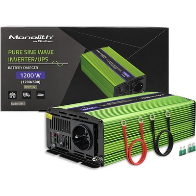 Qoltec 51941 12V/230V, 600W/1200W čistý sinus s funkcí UPS, LCD display