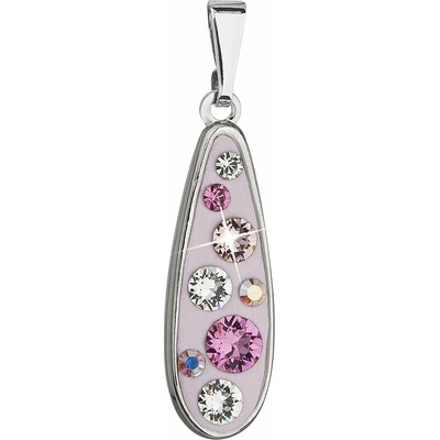 Swarovski Elements Stříbrný náhrdelník visací růžová slza, kapka 54025.3 Light Rose