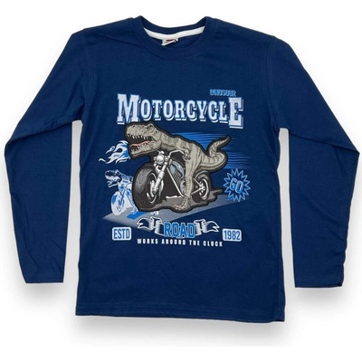 Zeyrek chlapčenské blikající tričko s dlhým rukávom Motorcycle modrá