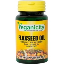 Veganicity Lněný olej 500 mg zdroj Omega-3 6 a 9 60 kapsúl