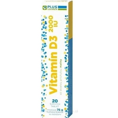 Plus Lékárna Vitamin D3 2000 IU šumivé s příchutí mailny 20 tablet