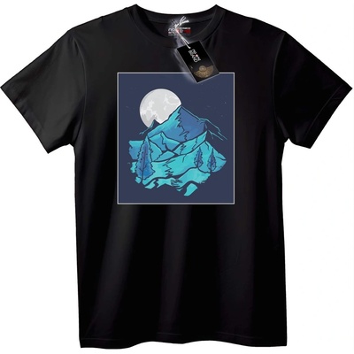 NOONEBRAND Тениска Планини в Лунна Светлина - XS, Black