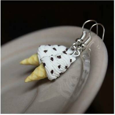 CircusMind sladké náušnice Fimo zmrzlina stracciatella S0694