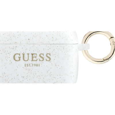 Guess силиконов бляскав калъф Ring за AirPods Pro 3 бял (GUAP3SGGEH)