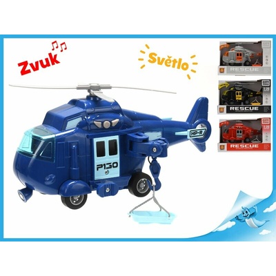 Mikro Trading Vrtuľník 1:20 20 cm na zotrvačník na batérie so svetlom a zvukom v krabičke