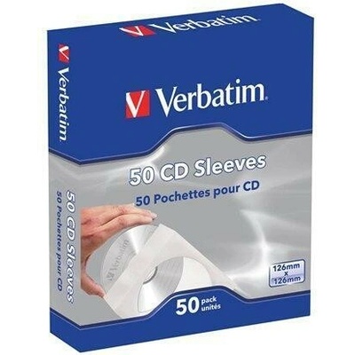 Verbatim CD/DVD papírová obálka s okénkem, lepící, bílá, Verbatim, 50ks/balení ,balení 50 ks 21229