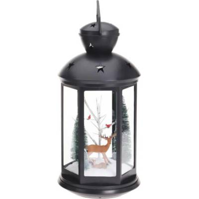 Home Styling Collection Lampion se sváteční scénou, 43 cm, černá černá