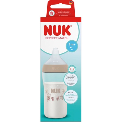 Nuk Perfect Match Шише РР 260мл. със силиконов биберон за хранене M, 3+ мес. , Маймуна (10216325)