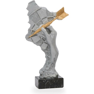 Trofej luxusní se symbolem šipek výška 26,5 cm stříbrná/zlatá