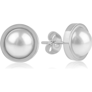 Meucci Ocelové náušnice s perlou DS470