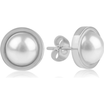 Meucci Ocelové náušnice s perlou DS470