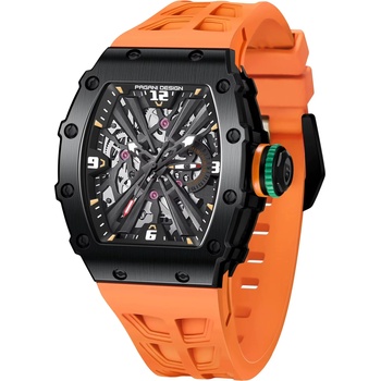 Pagani Мъжки часовник Pagani Design NULL EX, Черен / Оранжев (PD-1738-ORANGE-BLACK)