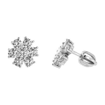 INFINITYSILVER Stříbrné náušnice LUISA 1 kytičky s bílými zirkony KE24BZs